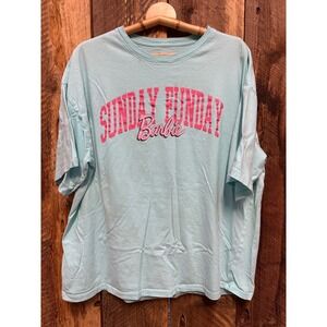 Barbie Sunday Funday Aqua T Shirt Women's Large Mattel 2023 Graphic Tee